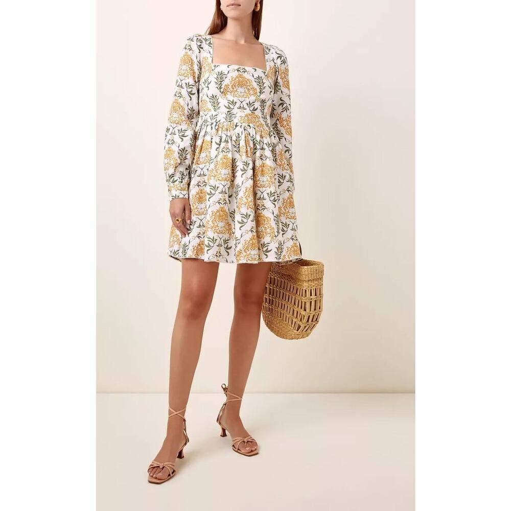 Agua by Agua Bendita Curuba Floral-Print Linen Mini Dress Sz Med - Picture 2 of 13